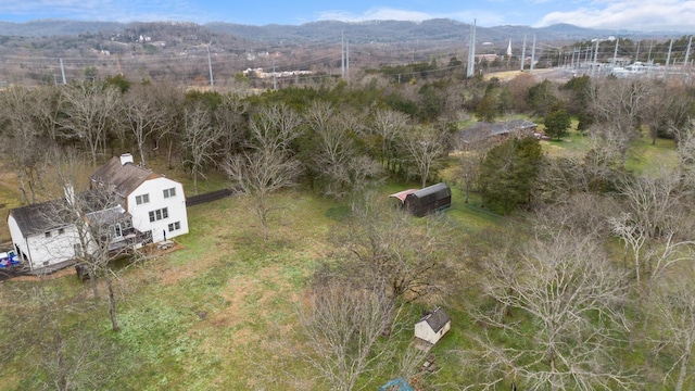 drone / aerial view with a mountain view