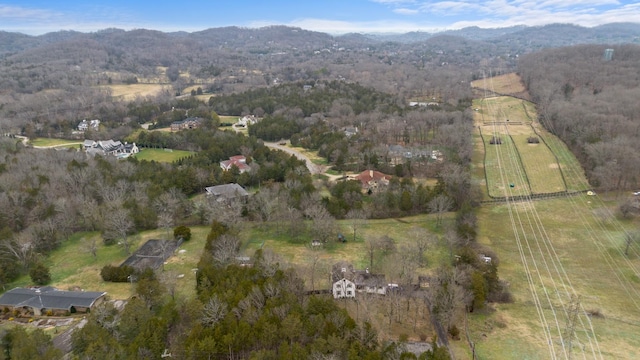 bird's eye view with a rural view, a forest view, and a mountain view