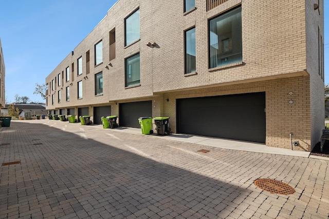 exterior space with a garage