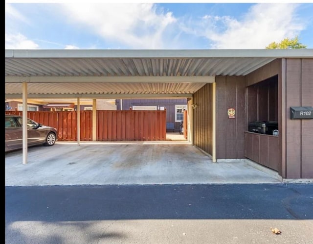 view of covered parking lot