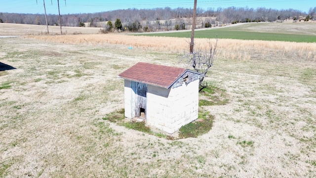 birds eye view of property with a rural view