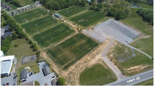 drone / aerial view with a rural view