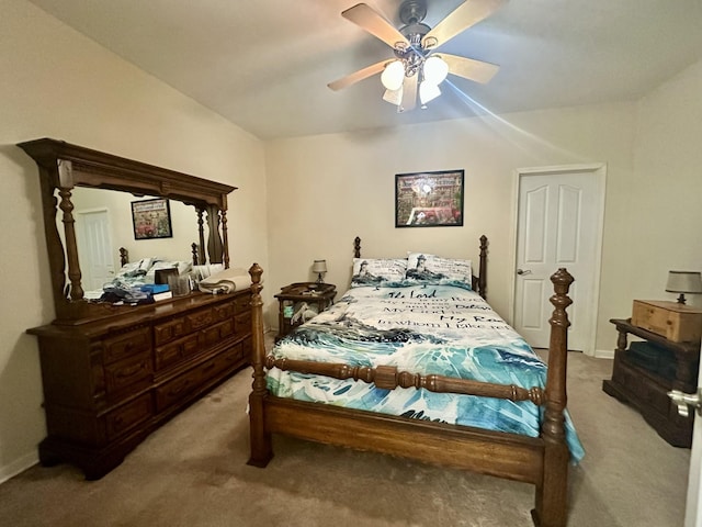 bedroom featuring a ceiling fan and carpet floors