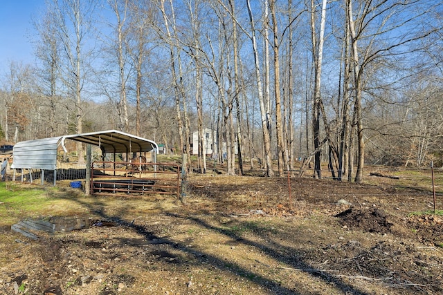 view of yard featuring a carport