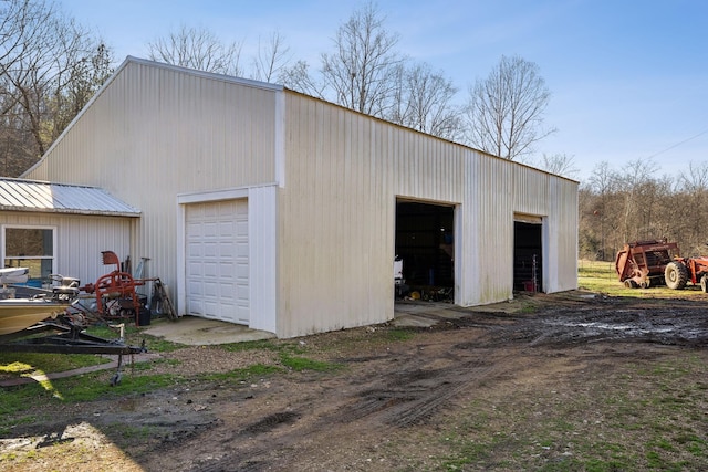 view of detached garage