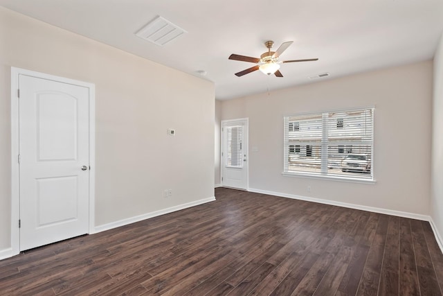 6078 Cullen Dr, La Vergne, TN 37086 - spare room with visible vents, ceiling fan, and dark wood finished floors