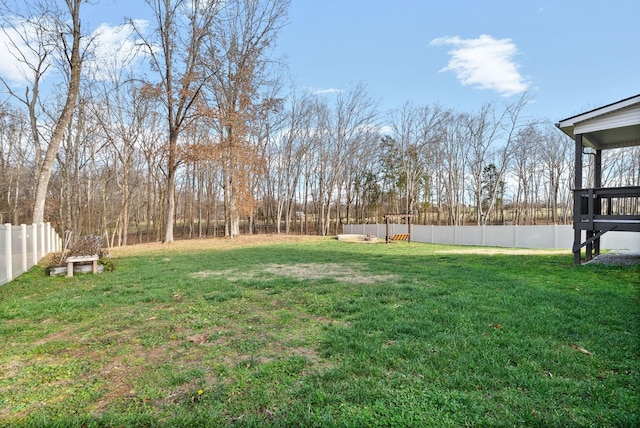 view of yard featuring a fenced backyard