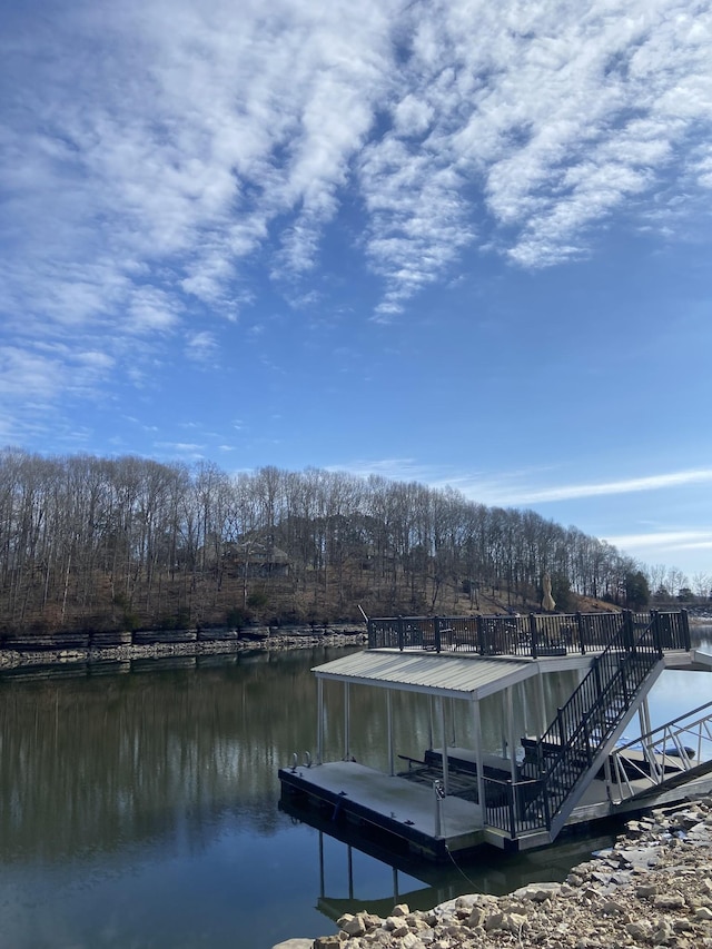 view of dock featuring a water view