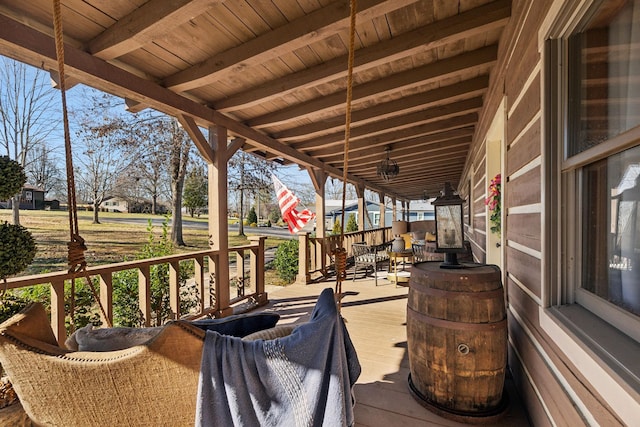 deck featuring covered porch