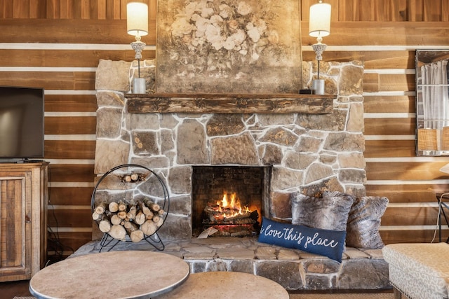 details with a fireplace