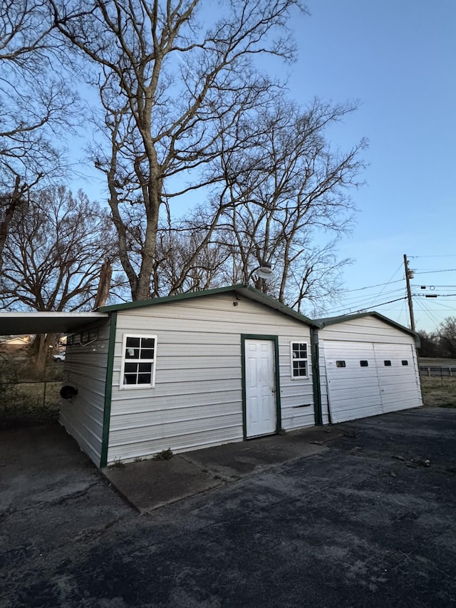 view of detached garage