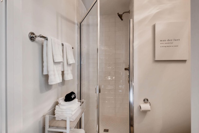 bathroom with a stall shower