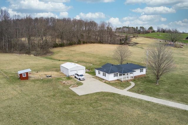 drone / aerial view with a rural view