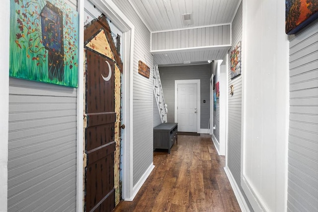 hall featuring wood finished floors