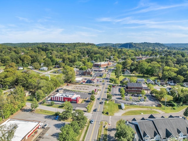 birds eye view of property with a forest view