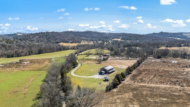 aerial view with a view of trees and a rural view