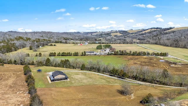 aerial view featuring a rural view