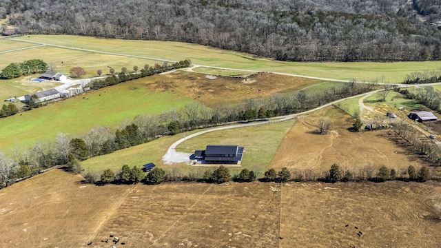 aerial view with a rural view