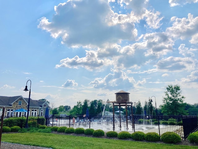 view of play area with fence