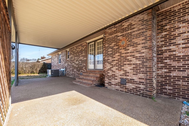 view of patio / terrace featuring central AC and entry steps