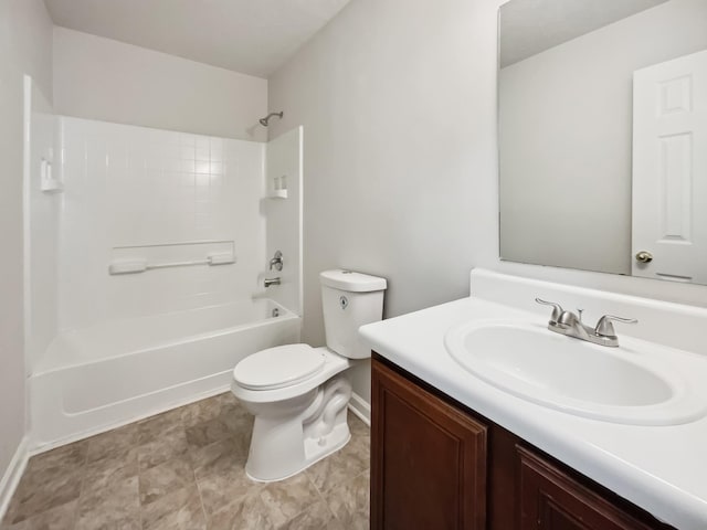 bathroom with vanity, toilet, and bathtub / shower combination