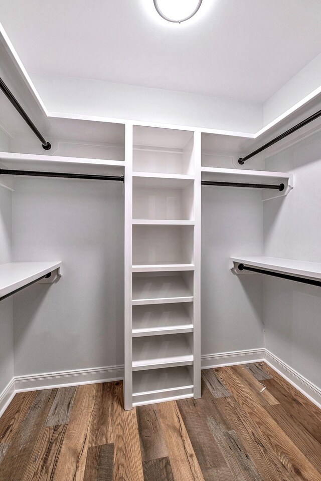 walk in closet featuring wood finished floors