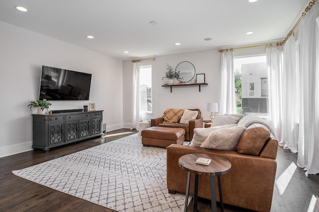 506B 36th Ave N, Nashville, TN 37209 - living room featuring baseboards, wood finished floors, and recessed lighting