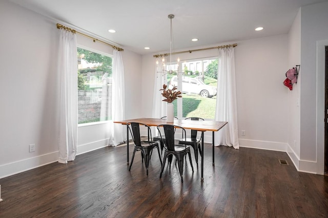 506B 36th Ave N, Nashville, TN 37209 - dining room with dark wood-type flooring, baseboards, recessed lighting, and a chandelier