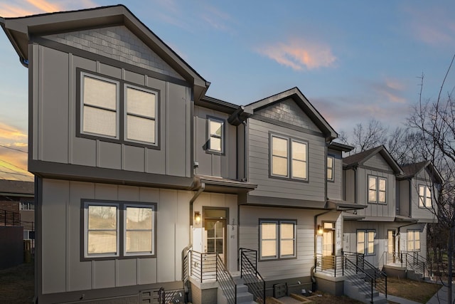 exterior space with board and batten siding