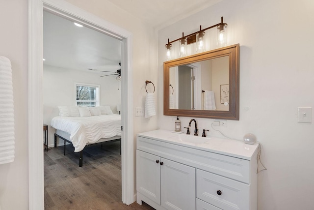 753 Theta Pike, Columbia, TN 38401 - ensuite bathroom with ceiling fan, ensuite bathroom, wood finished floors, and vanity