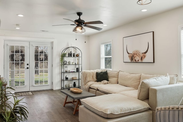 753 Theta Pike, Columbia, TN 38401 - living area with recessed lighting, french doors, visible vents, and wood finished floors