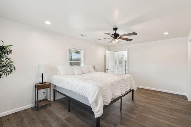 753 Theta Pike, Columbia, TN 38401 - bedroom with recessed lighting, visible vents, baseboards, and dark wood finished floors