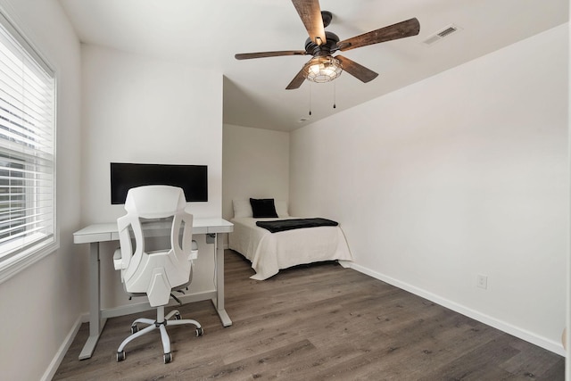 753 Theta Pike, Columbia, TN 38401 - office area featuring visible vents, a ceiling fan, baseboards, and wood finished floors