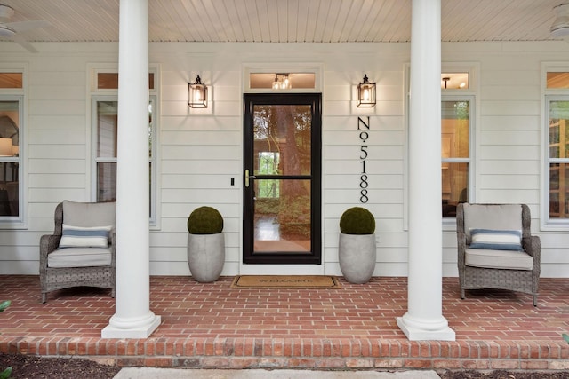 entrance to property with a porch