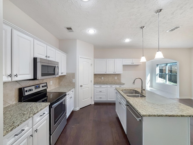 1036 Middleton Ln, Gallatin, TN 37066 - kitchen with a sink, stainless steel appliances, visible vents, and white cabinetry