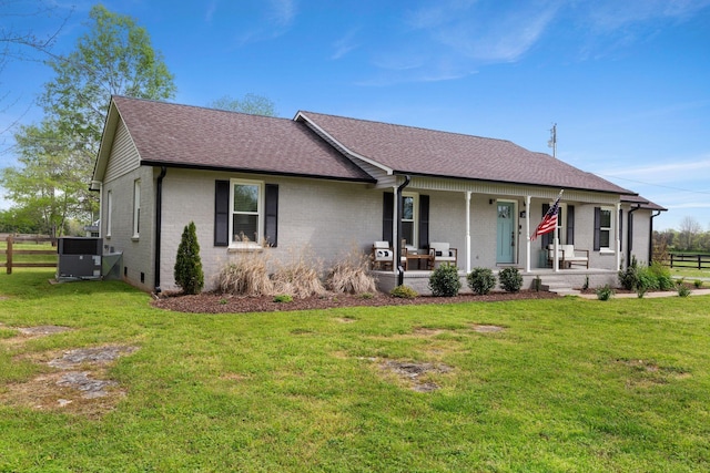 2436 J D Todd Rd, Murfreesboro, TN 37129 - single story home with fence, a porch, cooling unit, a front yard, and brick siding