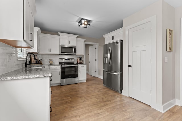 2436 J D Todd Rd, Murfreesboro, TN 37129 - kitchen with a sink, decorative backsplash, white cabinetry, baseboards, and appliances with stainless steel finishes