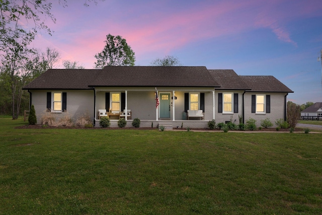 2436 J D Todd Rd, Murfreesboro, TN 37129 - ranch-style home featuring brick siding, a yard, and a porch