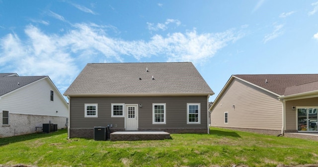 871 Blessings Way, Gallatin, TN 37066 - rear view of house with a lawn, central AC unit, a shingled roof, and a patio area