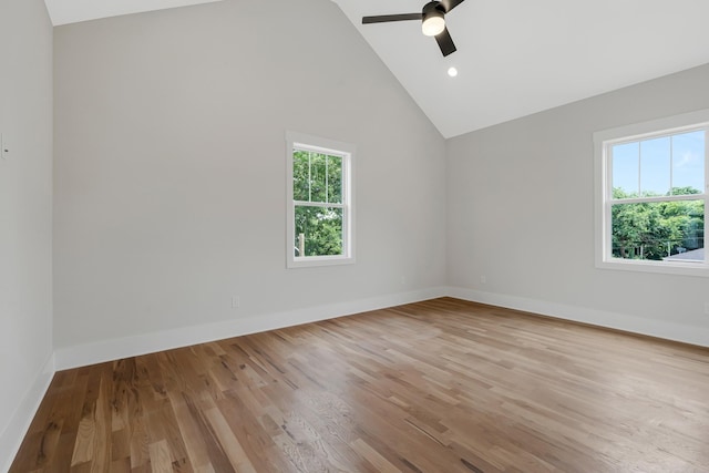 904 32nd Ave N Unit A, Nashville, TN 37209 - unfurnished room featuring light wood-style floors, a ceiling fan, high vaulted ceiling, and recessed lighting