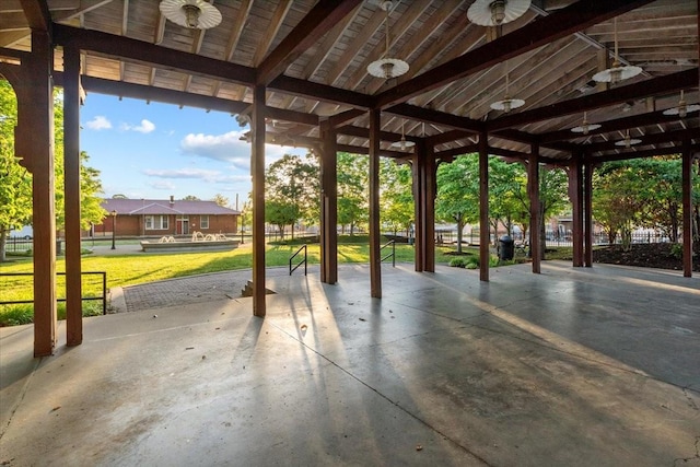 view of patio with a ceiling fan