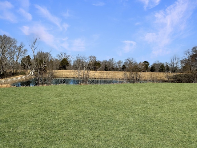 view of yard with a water view