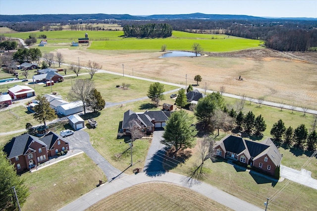 aerial view featuring a rural view