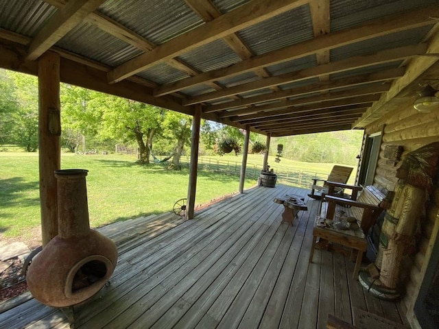 deck with a lawn