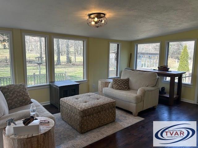 sunroom / solarium featuring lofted ceiling and a healthy amount of sunlight