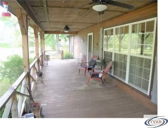 deck featuring ceiling fan