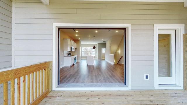 entrance to property with a sink