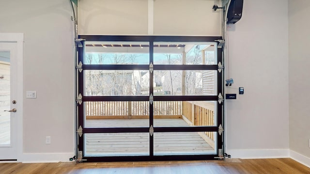 entryway featuring a wealth of natural light, baseboards, and wood finished floors