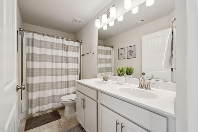 full bath with a sink, visible vents, and toilet