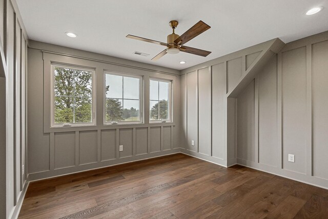 1036 Hidden River Rd, Rock Island, TN 38581 - additional living space with a decorative wall, dark wood-type flooring, ceiling fan, and recessed lighting
